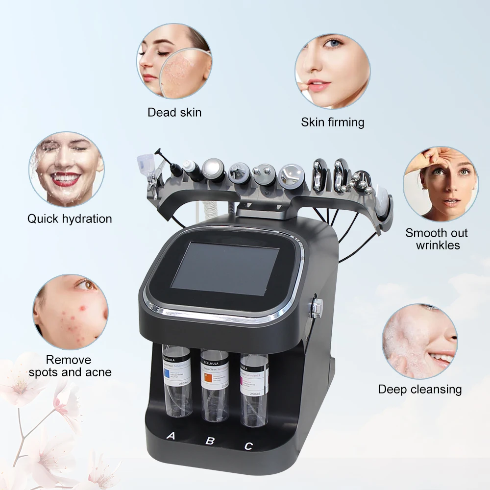 10-in-1-Wasserstoff-Sauerstoff-Kleinblasenmaschine für das Gesicht, Tiefenreinigung, Akne, Poren, Mitesserentfernung, Hautstraffung, Hydro-Dermabrasion – Detail 2