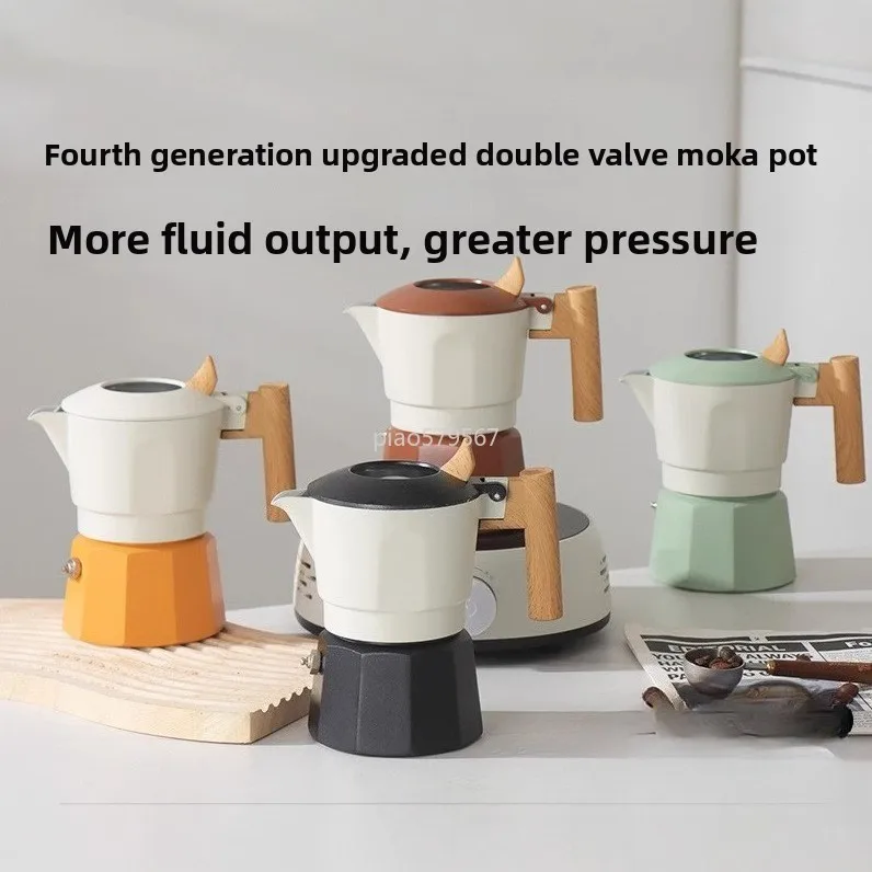 Valve Moka Pot 3 Bar Stovetop Espresso Maker Aluminum Camping Coffee Percolator Home