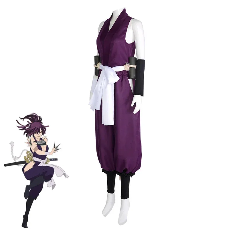 أنيمي الجحيم الجنة Jigokuraku Yuzuriha تأثيري حلي الأرجواني النينجا زي قتال موحد شعر مستعار امرأة مثير كرنفال هالوين البدلة ؛ 2 ،