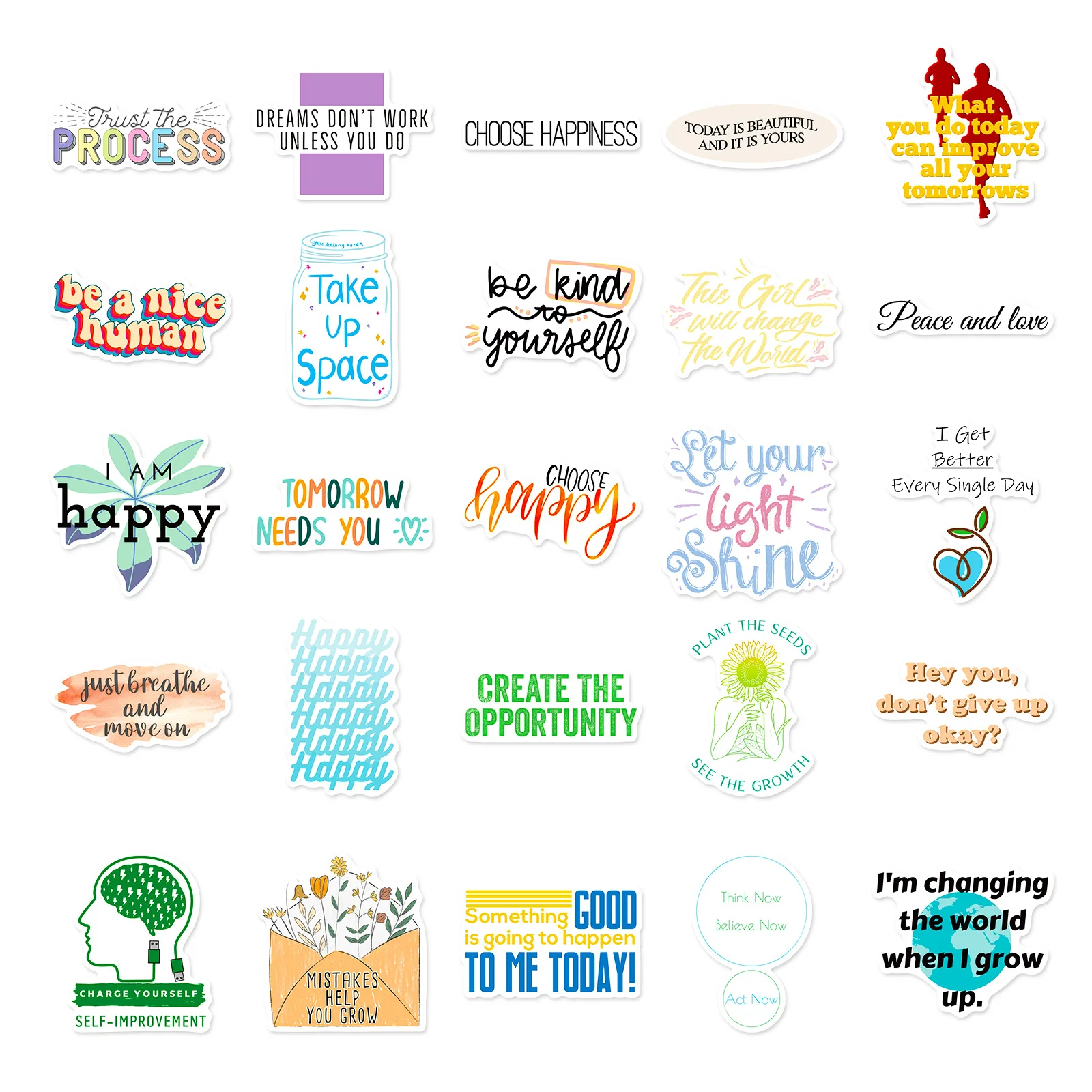 50PCS Healing Words for the Soul Graffiti Stickers Water Bottle Laptop Mobile Phone Skateboard Kids Adult Stickers