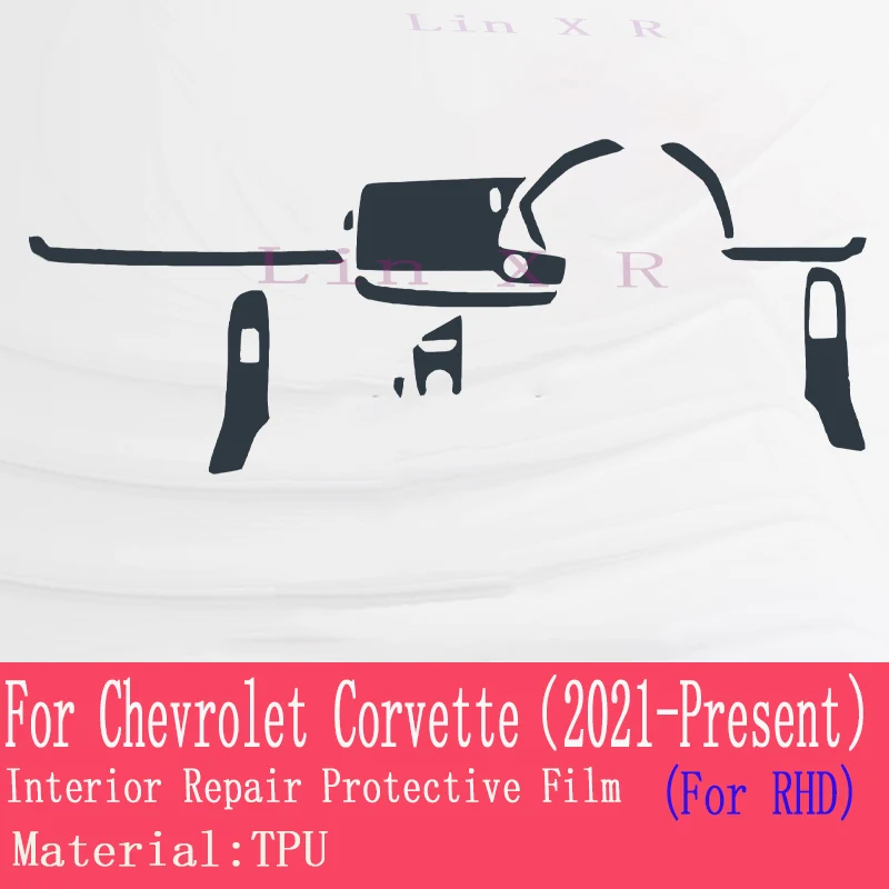 For Chevrolet Corvette C8  Car Interior Center console Transparent PPF-TPU Protective film Anti-scratch Repair film Accessories