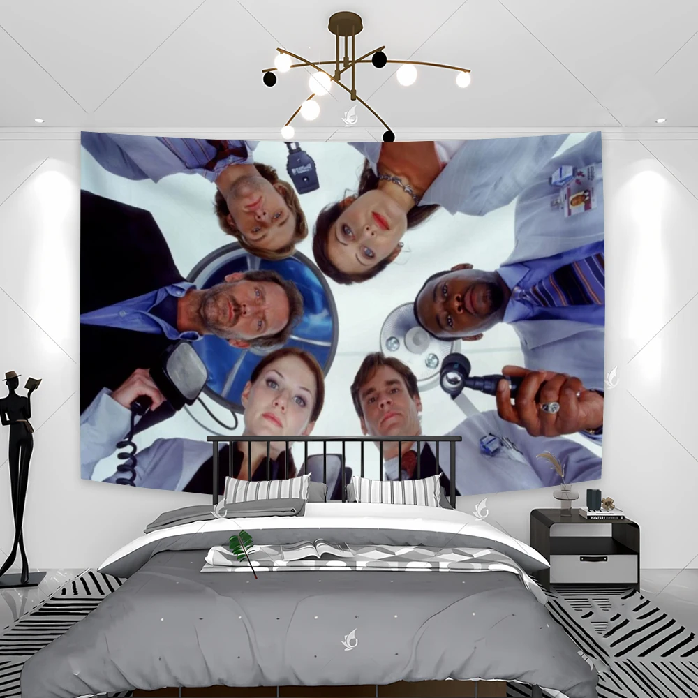 Dr house moive engraçado tapeçaria bonito decoração do quarto revestimentos de parede bandeiras estética decoração do quarto cabeceira parede pendurado