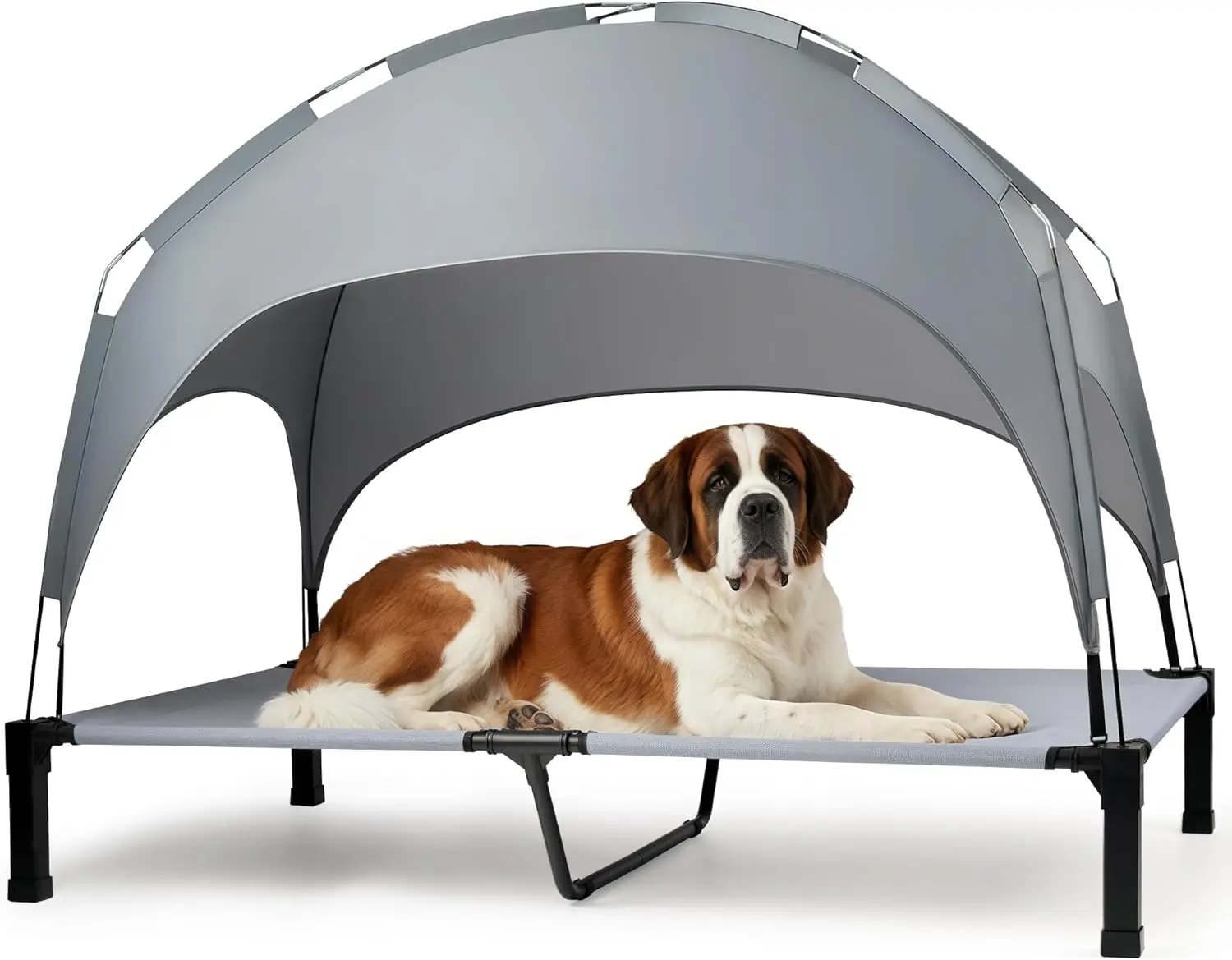 

Портативная охлаждающая кровать-лежанка для собак с приподнятой подставкой и съемным навесом, 60 дюймов, палатка-тент для защиты от солнца