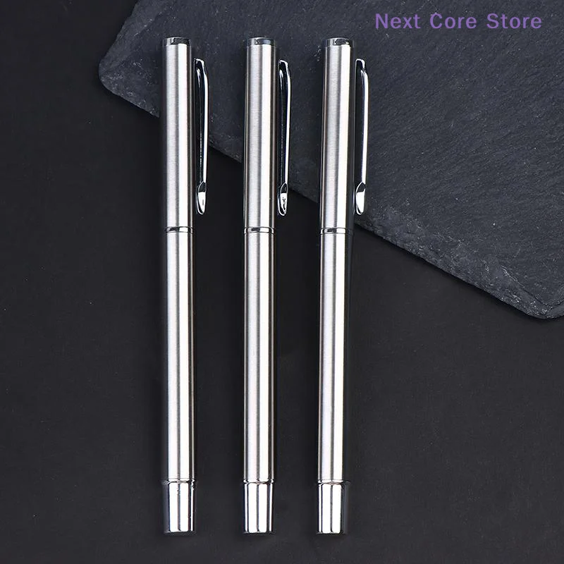 1/3PCS Pluma estilográfica plateada de lujo con punta Naginata, artículos de papelería, suministros de oficina, pluma de tinta