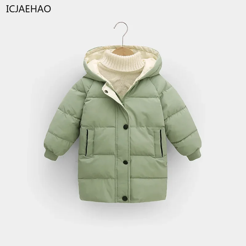 ICJAEHAO Children Thicken Warm Hooded 3-10 Y Girls Down Jackets Outerwear Outfit Teen Boys Cotton Parka Coats Winter Clothes