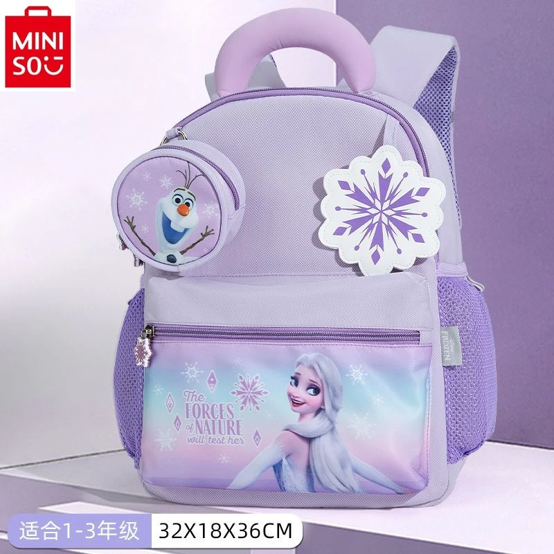 MINISO Disney Frozen Lightweight Cartoon Elsa Large Capacity Backpack for Children's Load Reduction and Storage Backpack