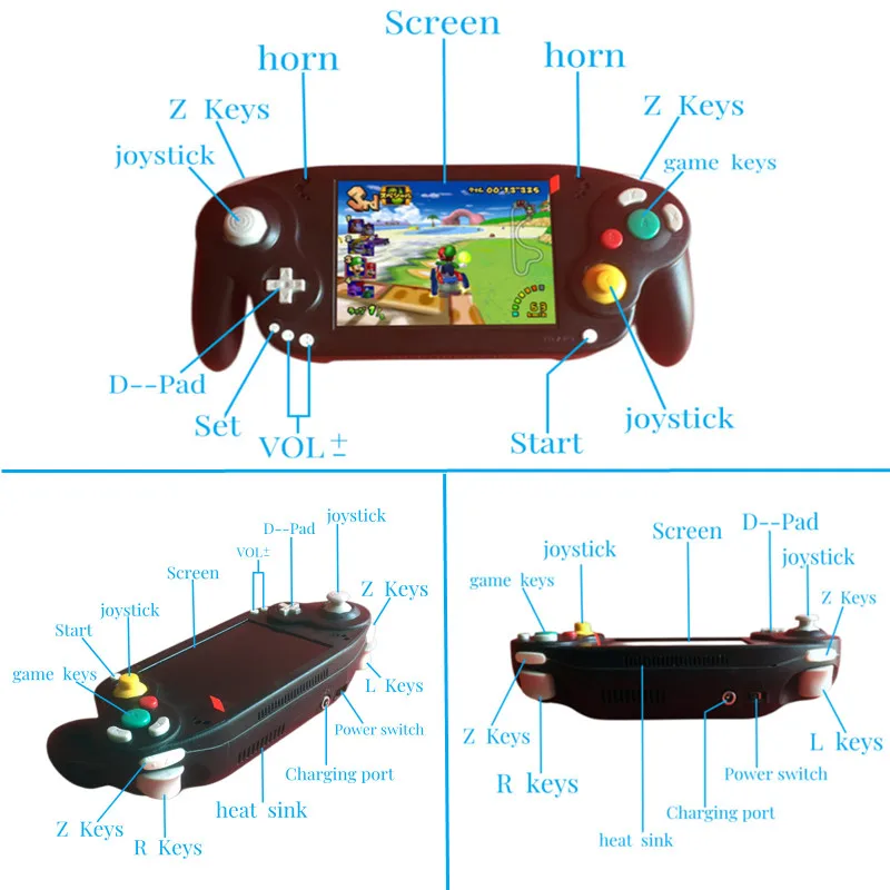 LCD Arcade Game Console com Joystick Duplo, NGC Gameboy, Modificado pela WII Motherboard, 5 polegadas, versão mais recente