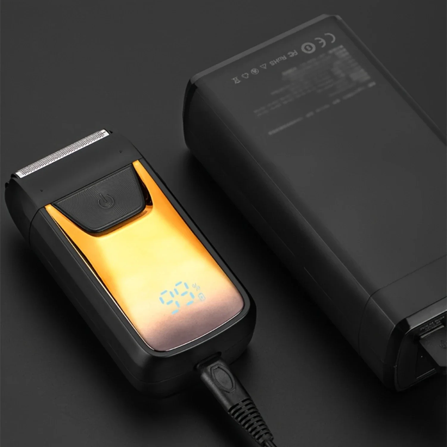 USB Rechargeable Men's Shaver with Dual Razors - 3 Levels, 60 Min Battery