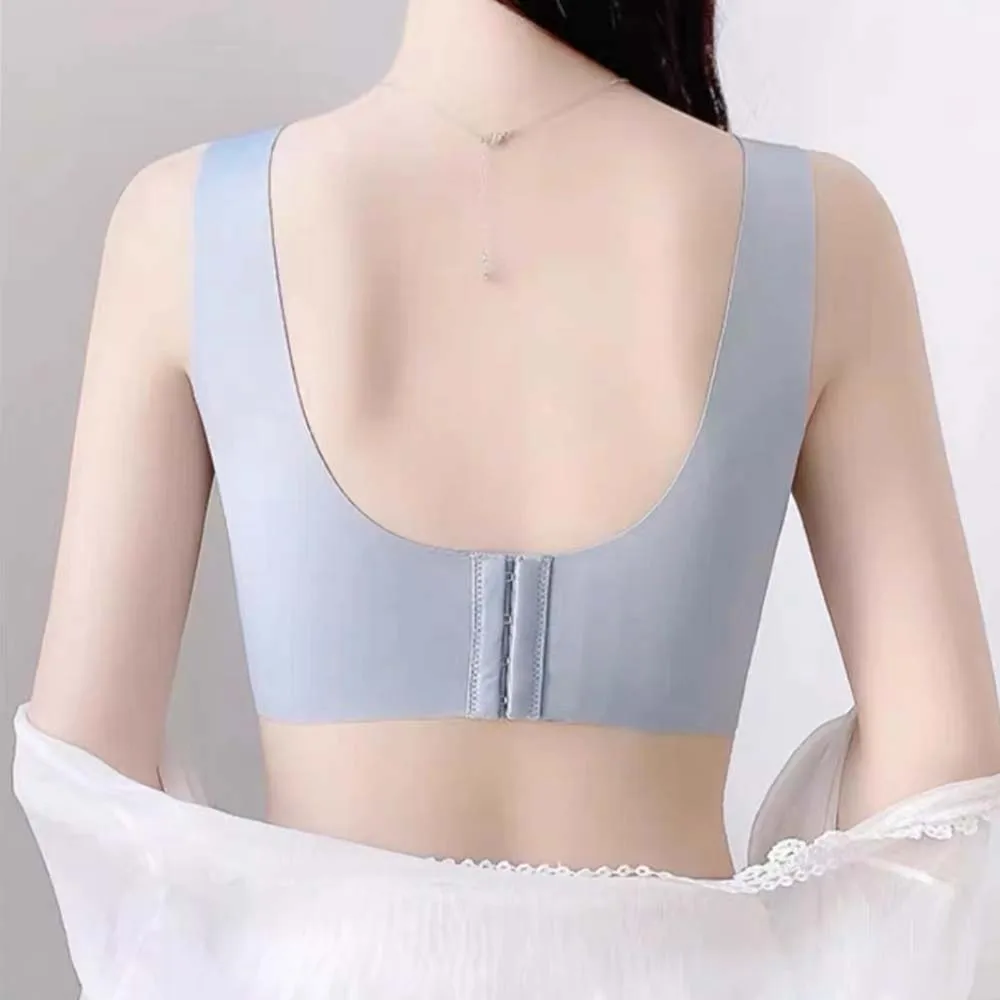 2024 Women Seamless Ice Silk Bra Removable Chest Pad Lifting Bralette Underwear No Steel Ring Breathable Push Up Yoga Vest Bras