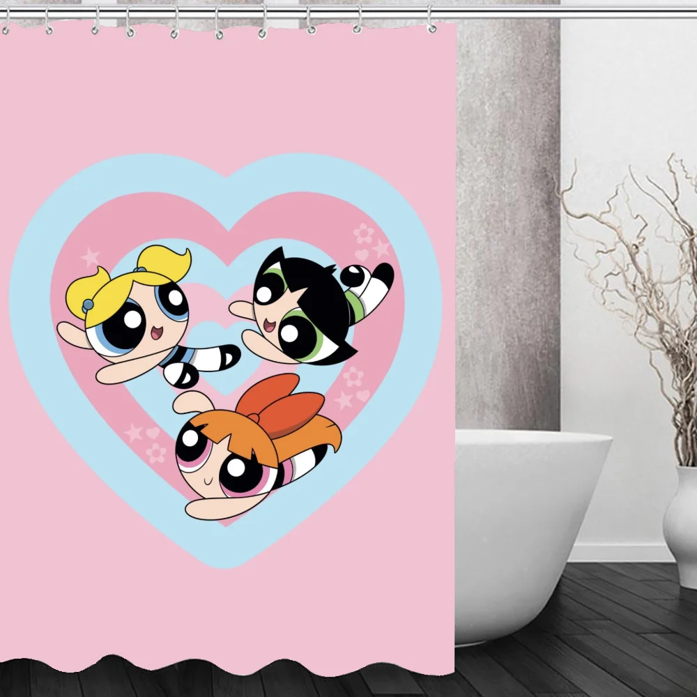 Bathroom Shower Curtain Bathroom Curtain The P-powerpuff Girls Folding Partition Curtains for Bedrooms Accessories Waterproof