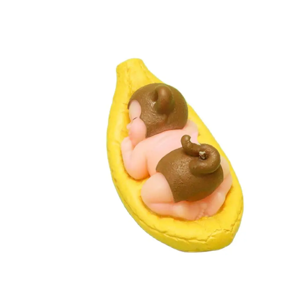 3D Silicone Mold Baby Candle in Sleeping Position Monkey Baby Theme for Birthday Sugarcraft Soap Cake Decoration Dessert Baking