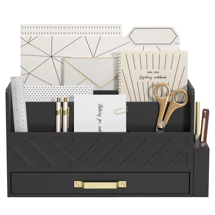 

Desk Organizer Mail Holder Countertop Wood Desk Drawer Tabletop Storage Box Pen Holder Letter Sorter Makeup Organizer for School