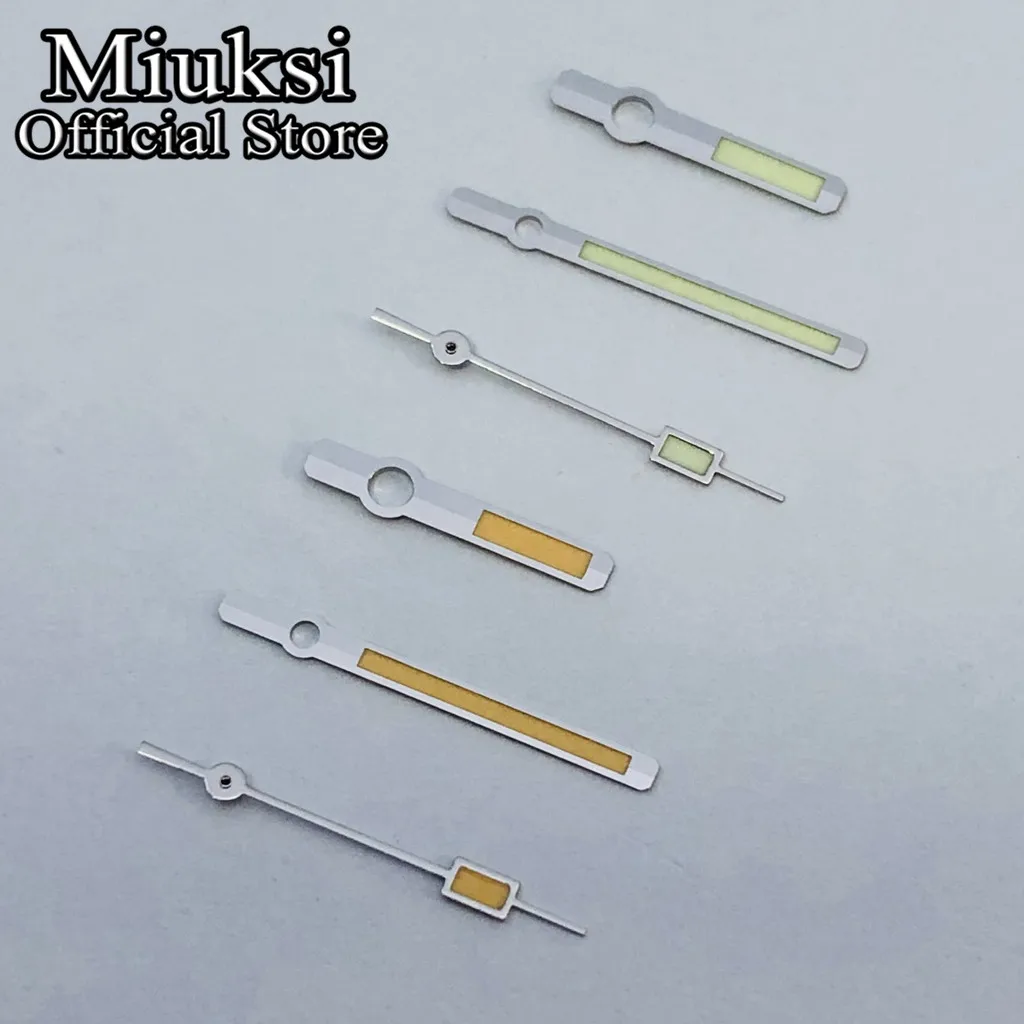 Miuksi silver watch hands green luminous hands fit NH35 NH36 ETA2824 2836 PT5000 Miyota8215 Mingzhu DG2813 movement