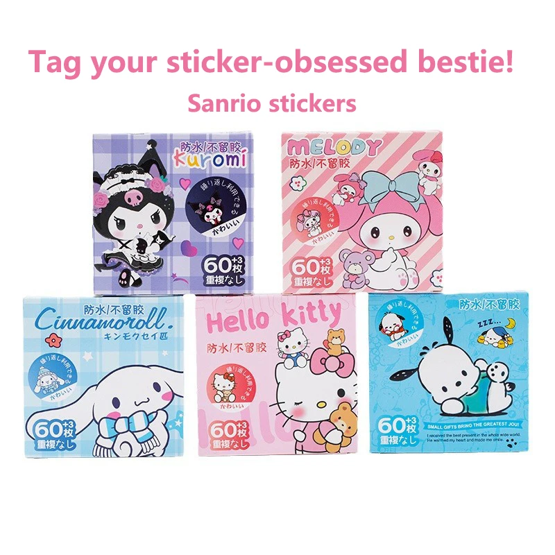

Sanrio Hello Kitty Waterproof Stickers, Kuromi Planner Stickers, My Melody Pochacco Cinnamoroll Cartoon Stickers Wholesale