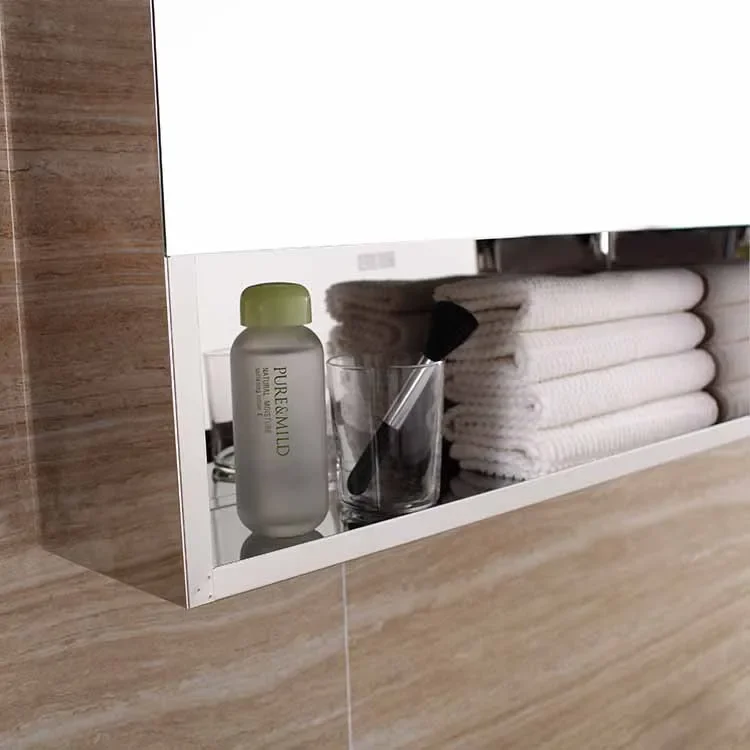 Armadietto a specchio da parete in acciaio inossidabile, armadietto a specchio da bagno ispessito semplice e moderno