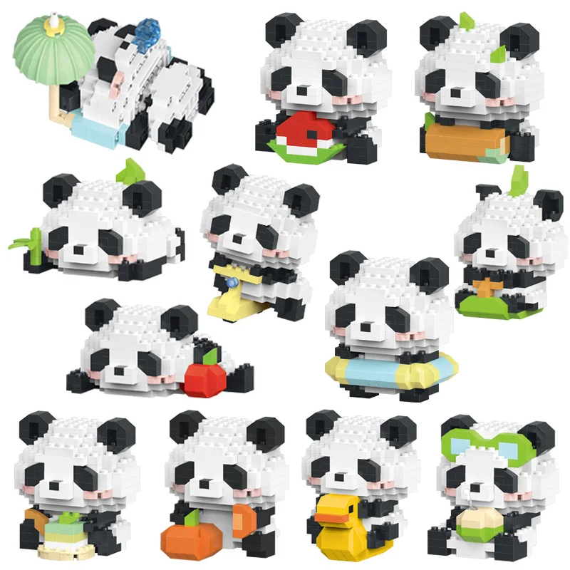 

New small particles compatible building block panda building block flower orchid puzzle assembly toy birthday gift