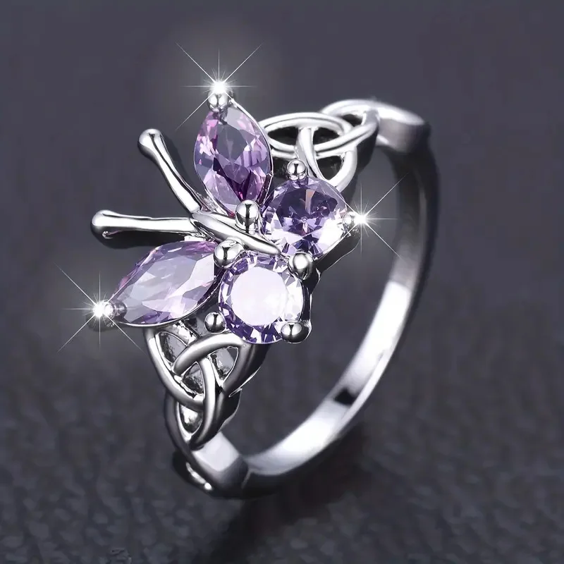 New High End Sweet Cool Butterfly Single Ring Women's Fashion Exquisite Personalized Design Ring Fashion Design Sense Jewelry