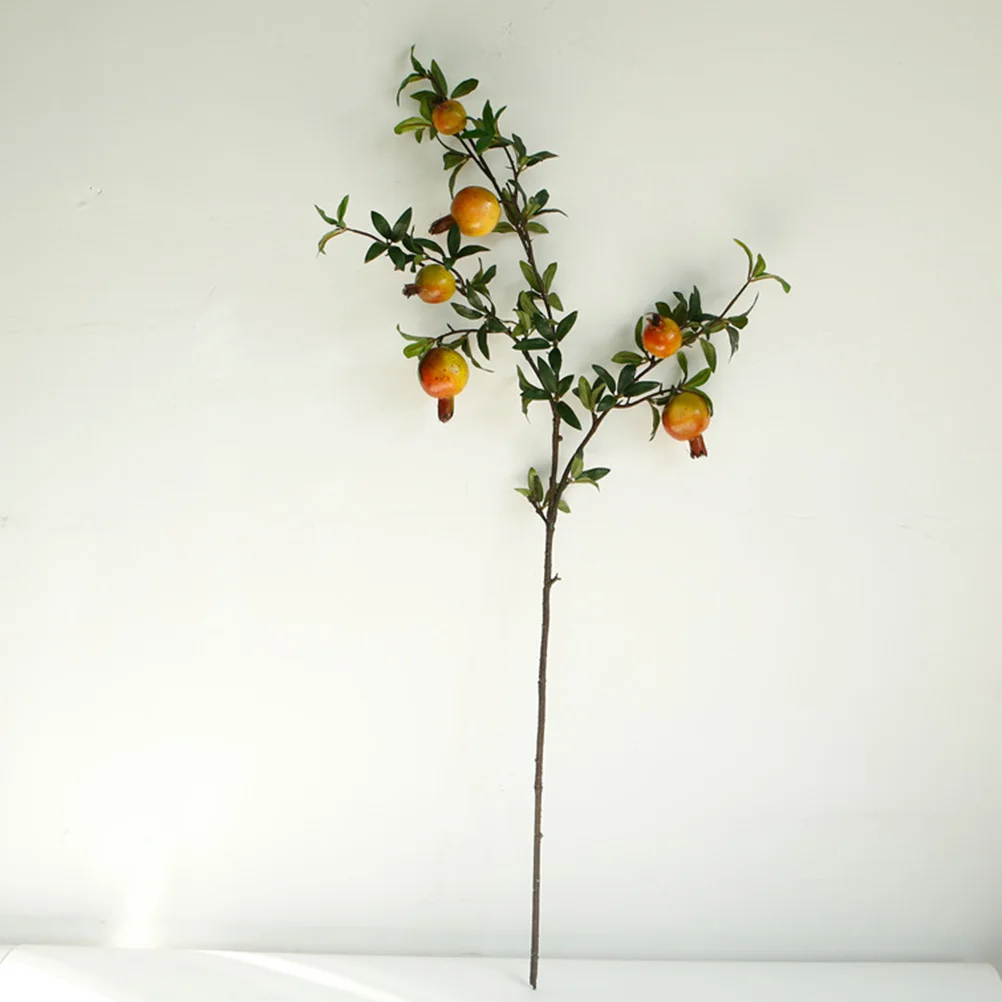 

1pc Artificial Pomegranate Fruit Lifelike Simulation Green Plant Decor For Home Office Bedroom Wedding Party Diy Floral
