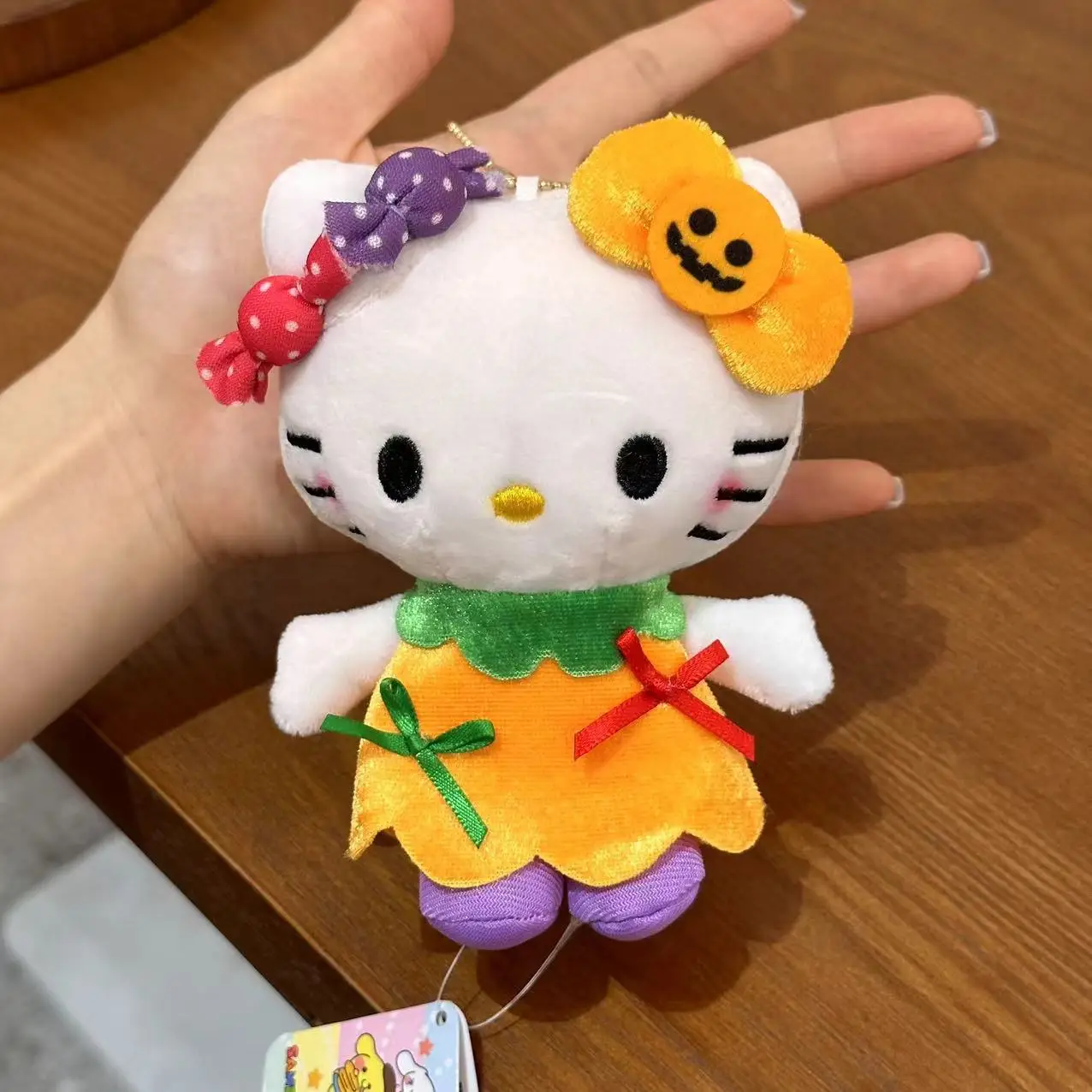 MINISO Sanrio Hello Kitty Halloween Pumpkin Ghost Candy Christmas Tree Plush Cute Bag Ornaments Keychain Boy Girl Festival Gift