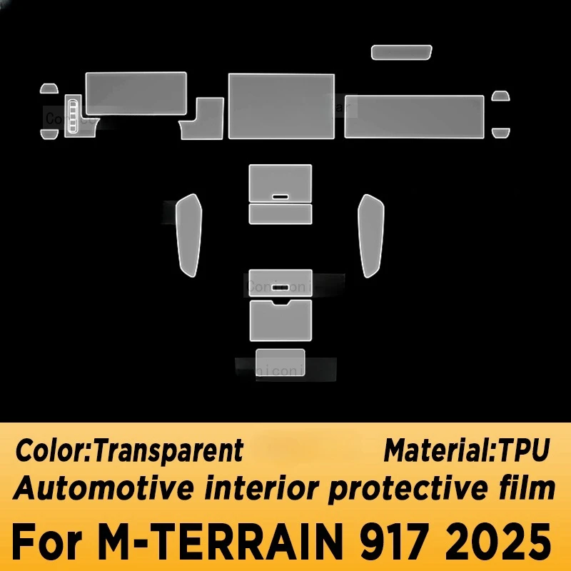 For M-TERRAIN 917 2025 Center Console Gear Panel Screen TPU Car Interior Protective Film Anti-Scratch Repair Sticker