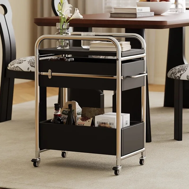 

Современный приставной столик в средневековом стиле из массива дерева, передвижная многофункциональная тумба-тележка с ящиками для гостиной, маленький чайный столик