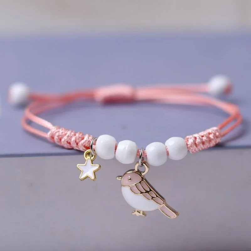 

Rinhoo Fashion Handmade Lucky Bird Beaded Bracelet For Women Charm Sweet Animal Butterfly Dragonfly Braided Bangle Jewelry Gifts