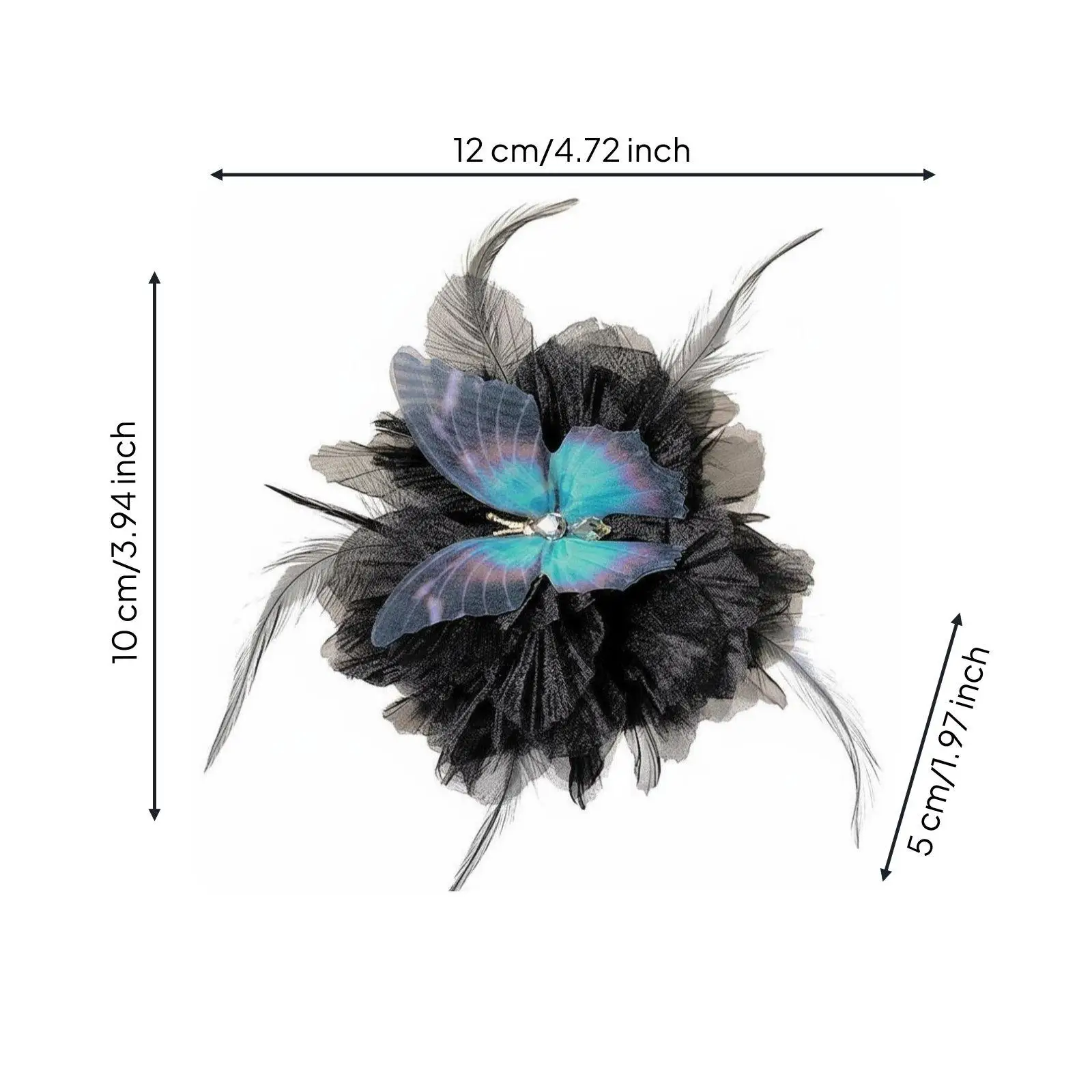 Butterfly Feather Hair Clip Light Luxury Aesthetic Butterfly Hair Clip Elegant Design for Young Adults, Trendsetters, Daily 5