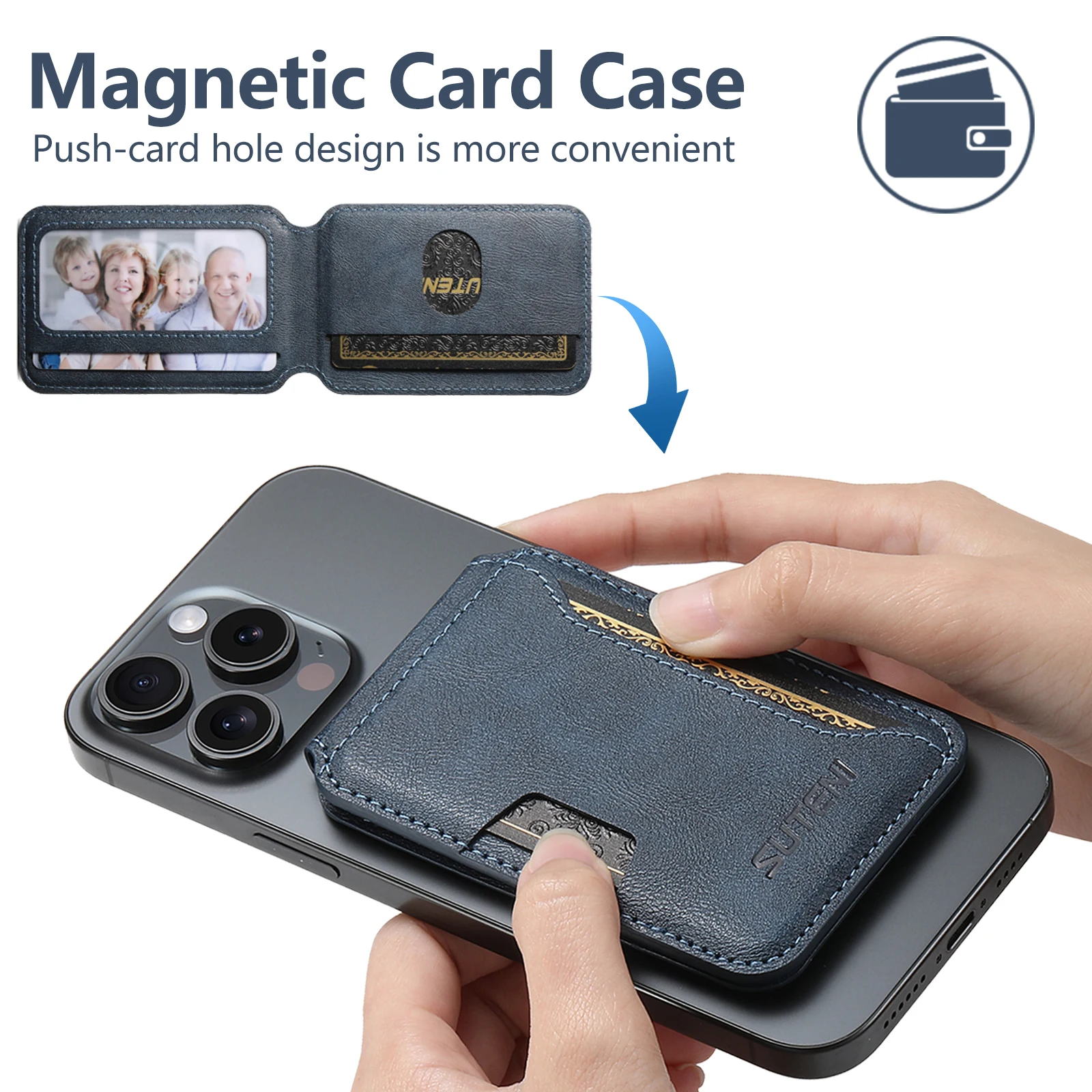 SUTENI Handy-Geldbörse mit Ständer, Magnet, Klapptasche, Kartenaufbewahrung, luxuriöse Tasche aus Kunstleder