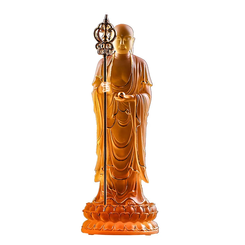 CX Glazed Earth Tibet Bodhisattva Listening Mounted Buddha Statue Buddhist Hall Temple Home Offering Ornament