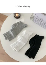 3 Pairs Autumn/Winter Thickened Coffee Colored Stacked Socks Japanese Knee Length Socks Double Needle Socks For Women