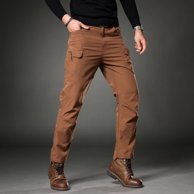 

Spring and Summer Men's Solid High Waist Loose Button Pockets Classic Cargo Pants Fashion Casual Commuter All-match Trousers