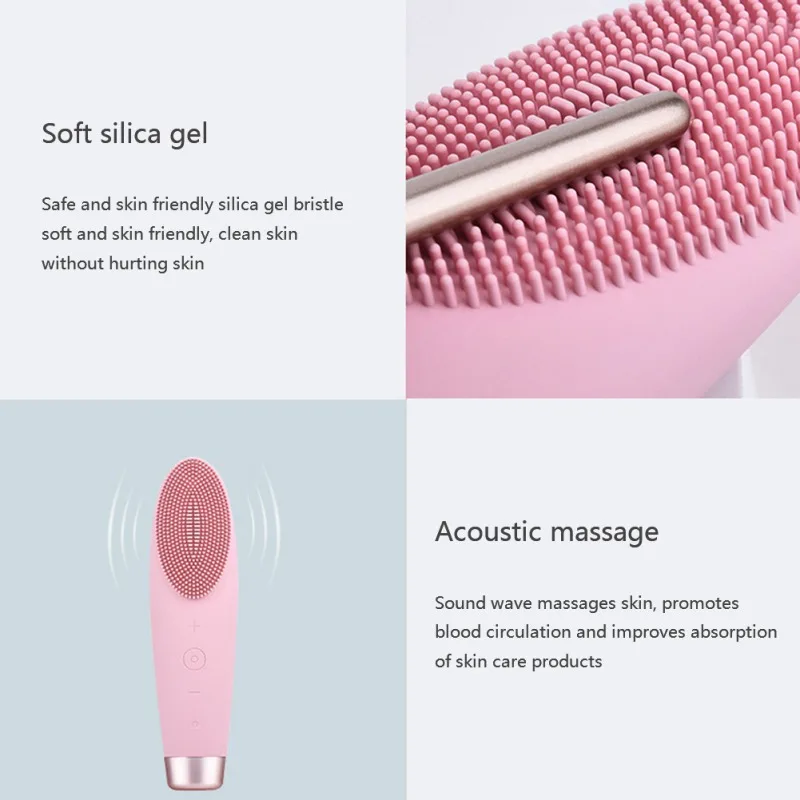 Face Washing Beauty Instrument Vibrating Facial Massage Cleansing Device Face Cleaning Brush Silicone Sonic Vibration Charging