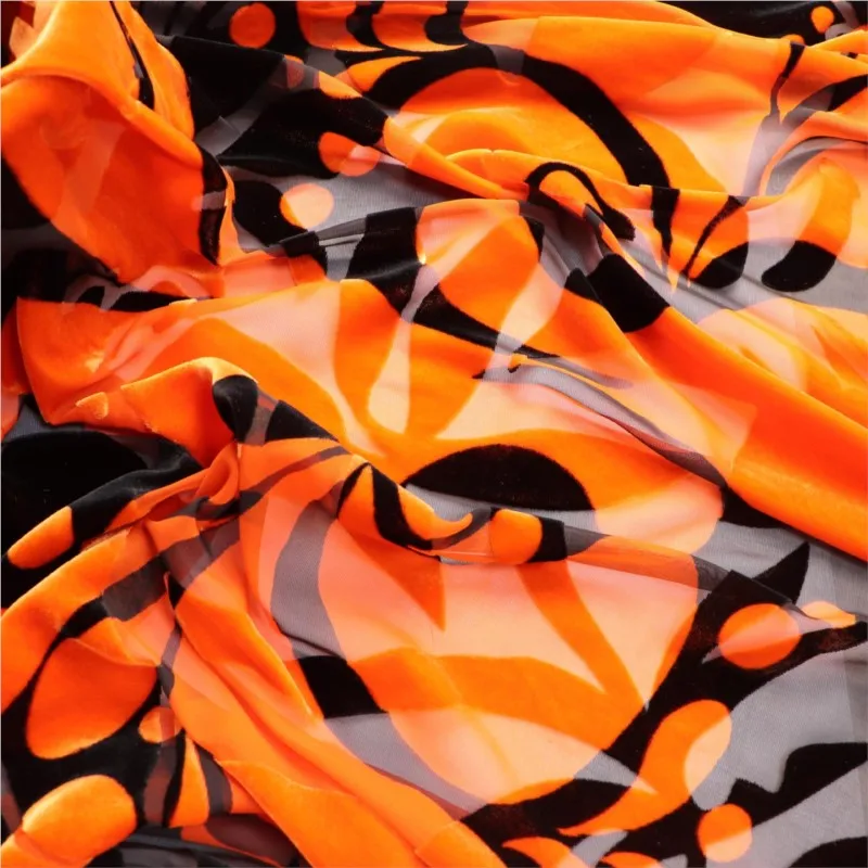 

Woven velvet brocade viscose printed mottled and burned fabric nightgown dress cheongsam