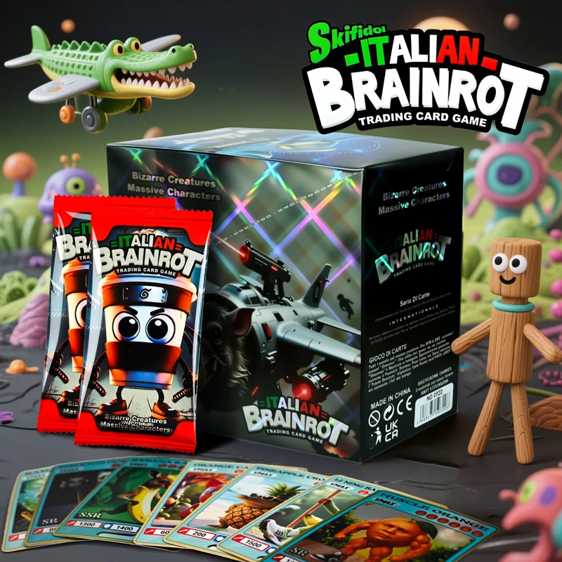 

150 карт/коробка, итальянские игровые карты Brainrot, лазерные карты, коллекционные карты, карточки с персонажами мультфильмов аниме, набор коллекционных карточек