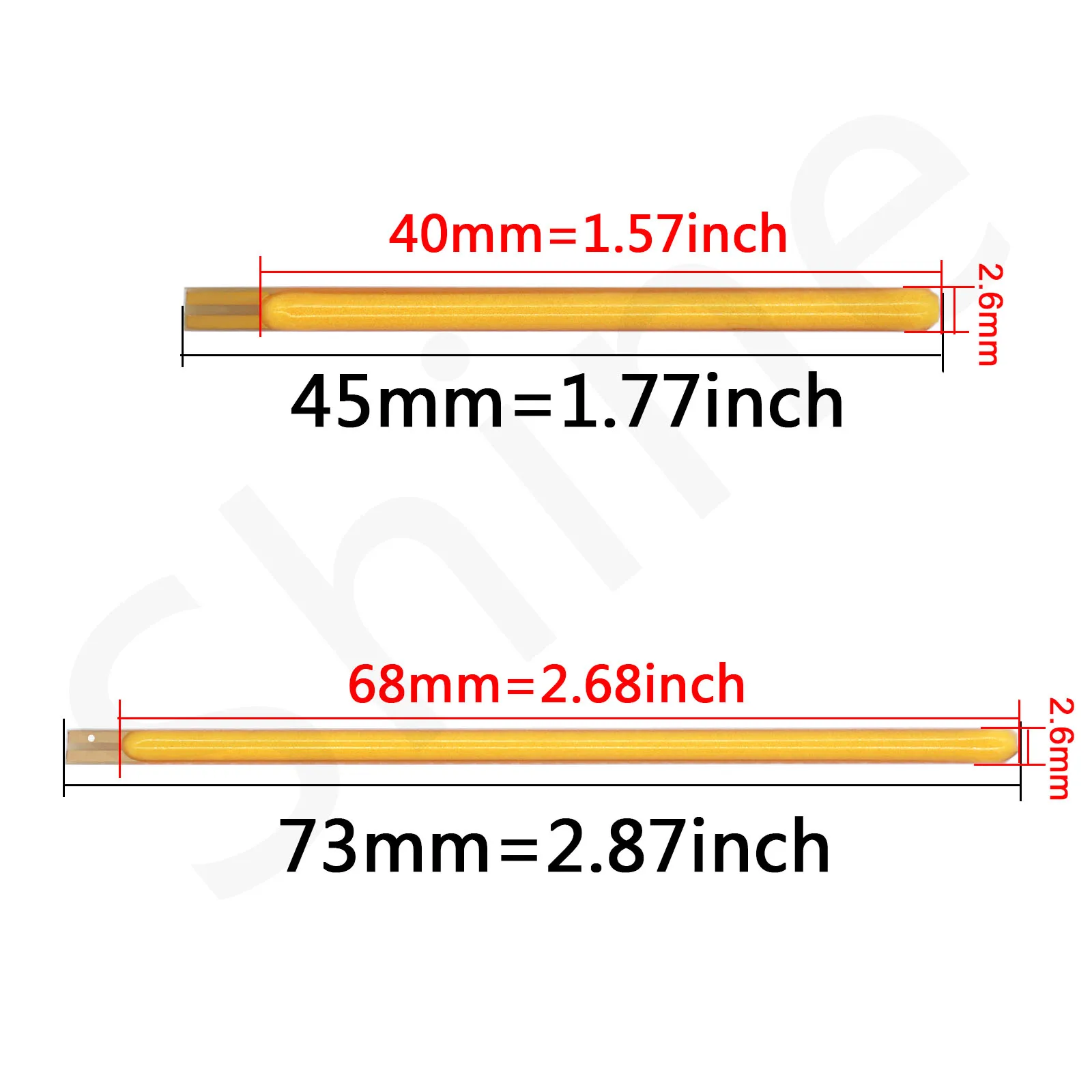 エジソン-硬いLEDフィラメント,3V DC, 45mm, 73mm, 10個の装飾要素