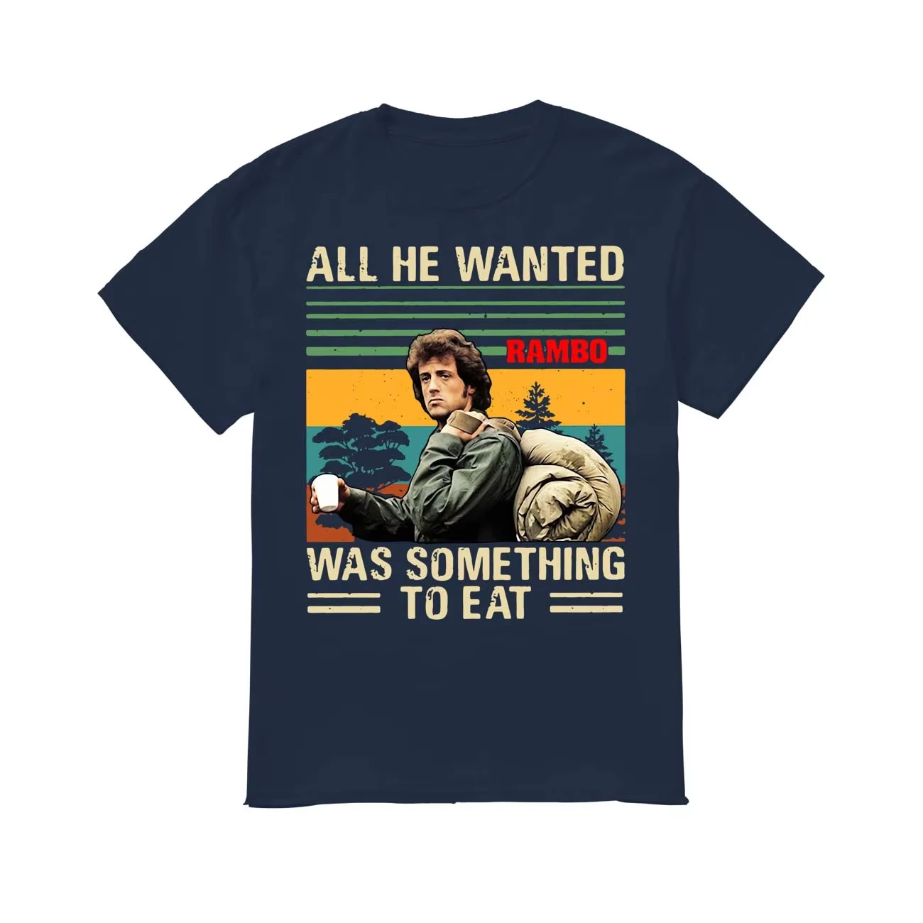 كل ما أراد كان شيء لتناول تي شيرت عتيق مستوحى من فيلم رامبو تي شيرت جرافيك تي شيرت عتيق الطراز قميص عبادة كلاسيكي