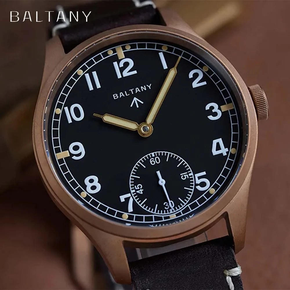 

Baltany Classic Retro Bronze Men's Mechanical Watch B2058 Brown Leather ST3620 Waterproof Luminous reloj hombre watches for men