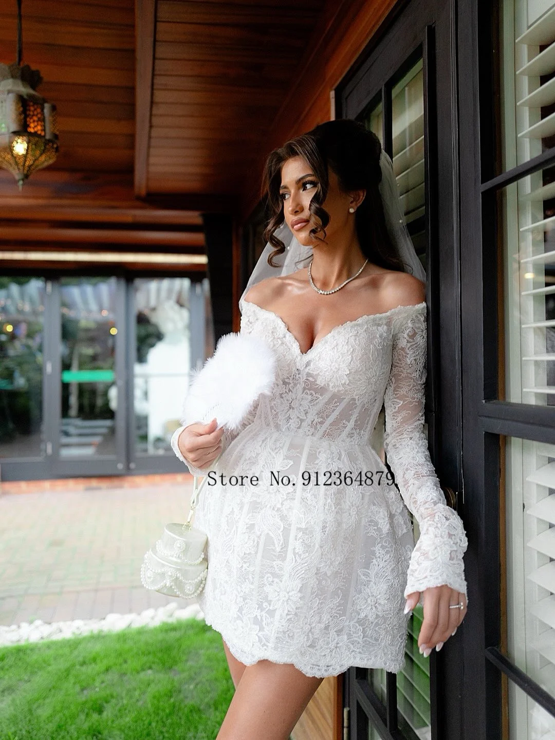 long sleeve corset back wedding dress Long Sheer Sleeves Sparkling Square Neckline Corset Back Sheath Weddin   HAREM's Brides