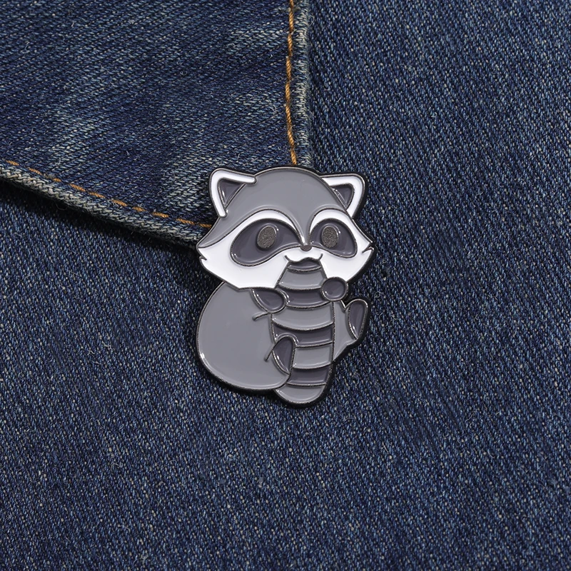 Cartoon Raccoon Trash Panda Enamel Pins Cute Animal Brooches Metal Backpack Lapel Badges Jewelry Gift for Kids Friends