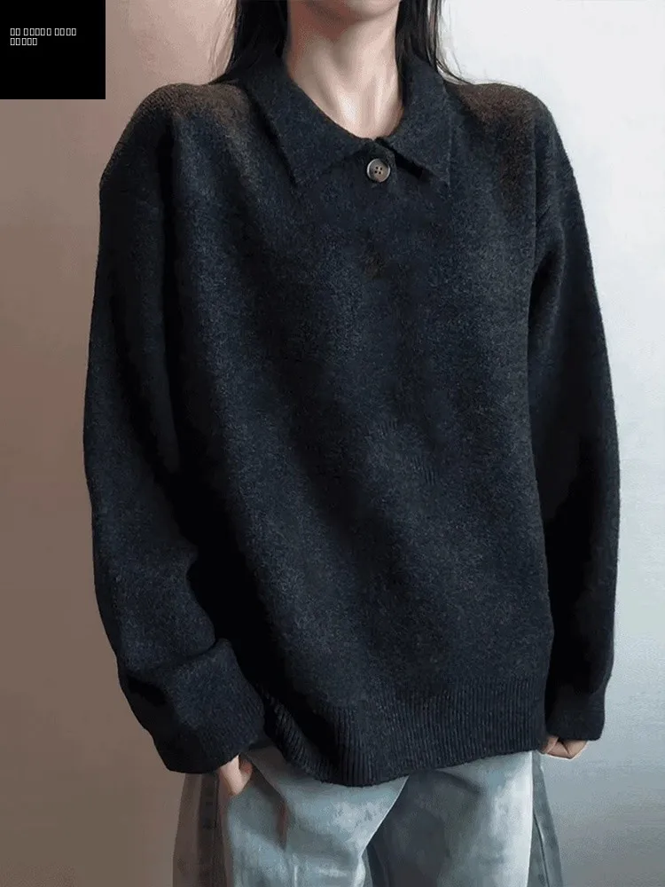 

Мужской трикотажный джемпер в американском ретро-стиле с отложным воротником, осенне-зимний, базовый, с эффектом высокого качества, для ношения под одеждой