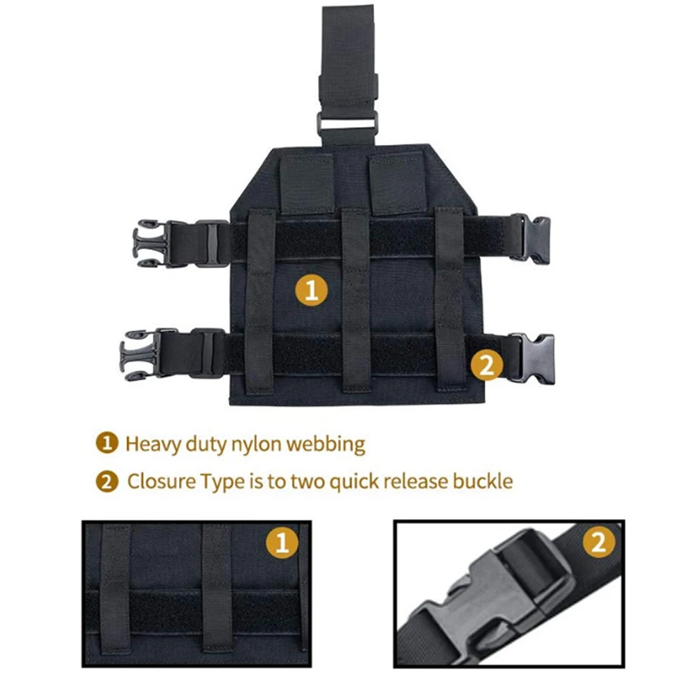 Nylon Tactical Drop Leg Platform Molle Thigh Rig Panel Outdoor Hunting Drop Leg Thigh Platform Adapter with Quick Release Buckle