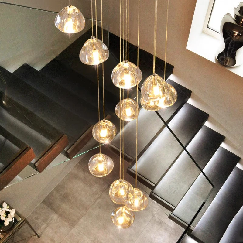 Lampadari moderni per scale Lampade a sospensione Illuminazione per interni Lampada da soffitto Lampadari a sospensione a LED per soggiorno Illuminazione per interni