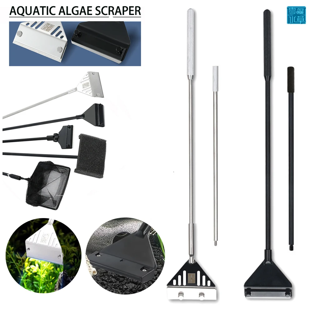 

Stainless Steel Aquarium Fish Tank Algae Scraper Blade Aquatic Water Live Plant Grass Cleaning Multi-Tool Cleaner Kit Set