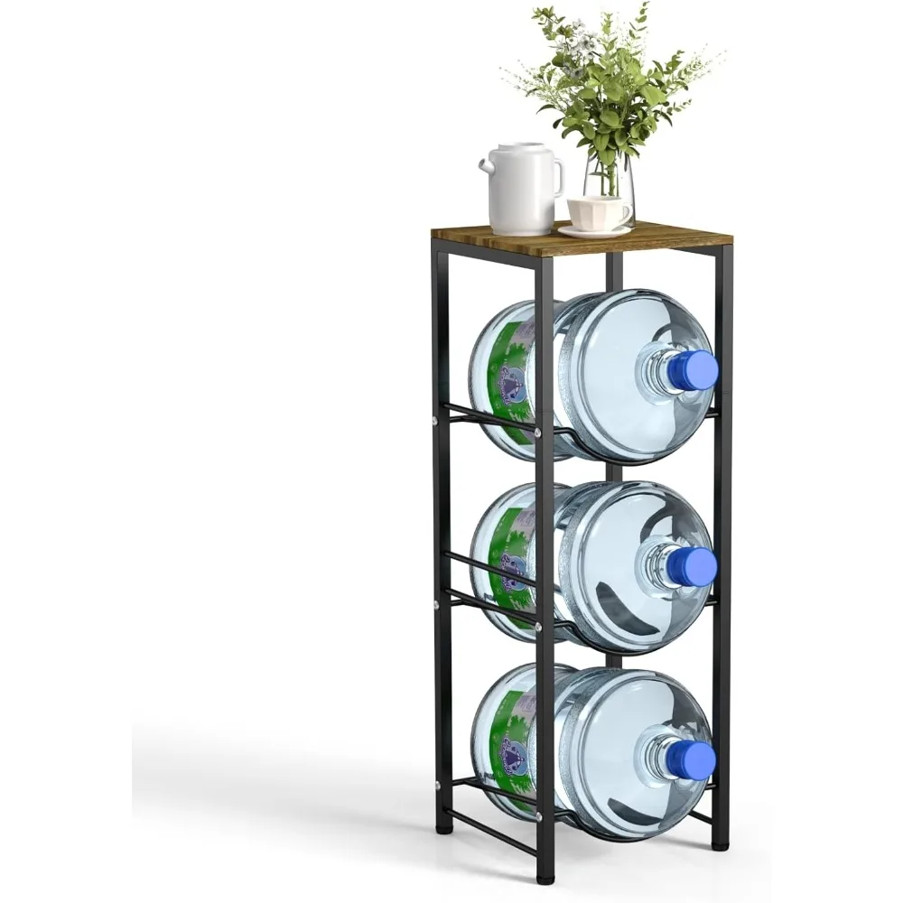 5 Gallon Water Jug Holder with Top Shelf, 3 Tier Bottle Holder,Heavy Duty Storage Rack for Cooler Jug,Water Stand Organizer Home