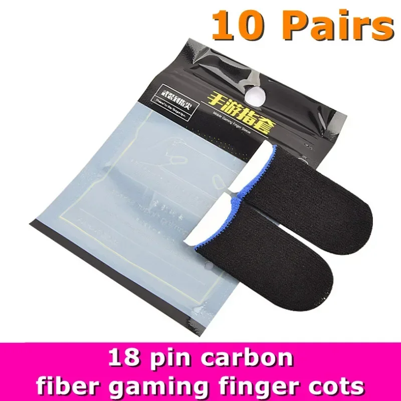 

10 Pairs Carbon Fibre Mobile PUBG Gaming Finger Sleeve Breathable Fingertip Sweatproof Touch Screen Anti-slip Cover Thumb Gloves