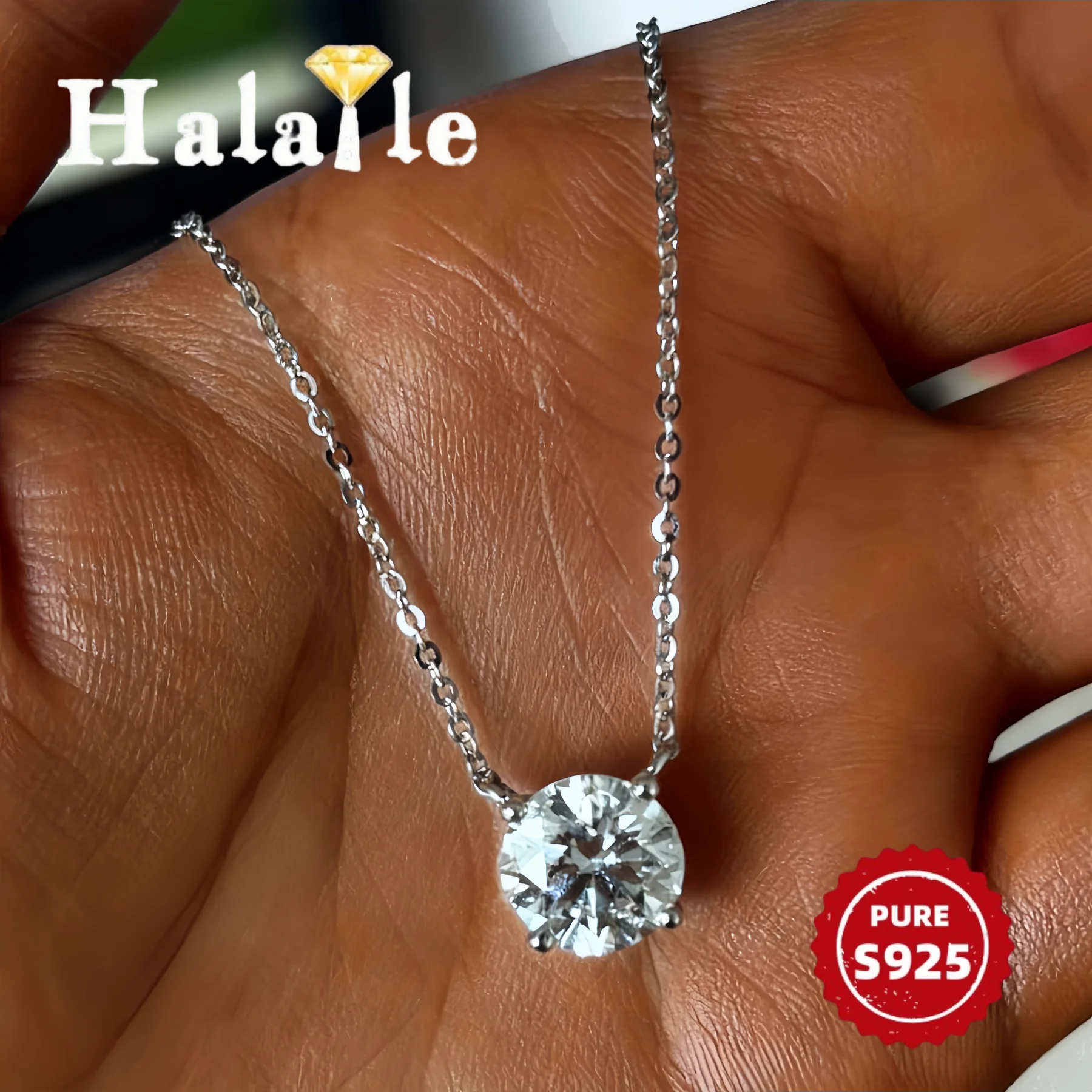 

Halaile1-5CT муассанит ожерелье круглой огранки S925 стерлингового серебра кулон классические ювелирные изделия роскошный сверкающий подарок для женщин