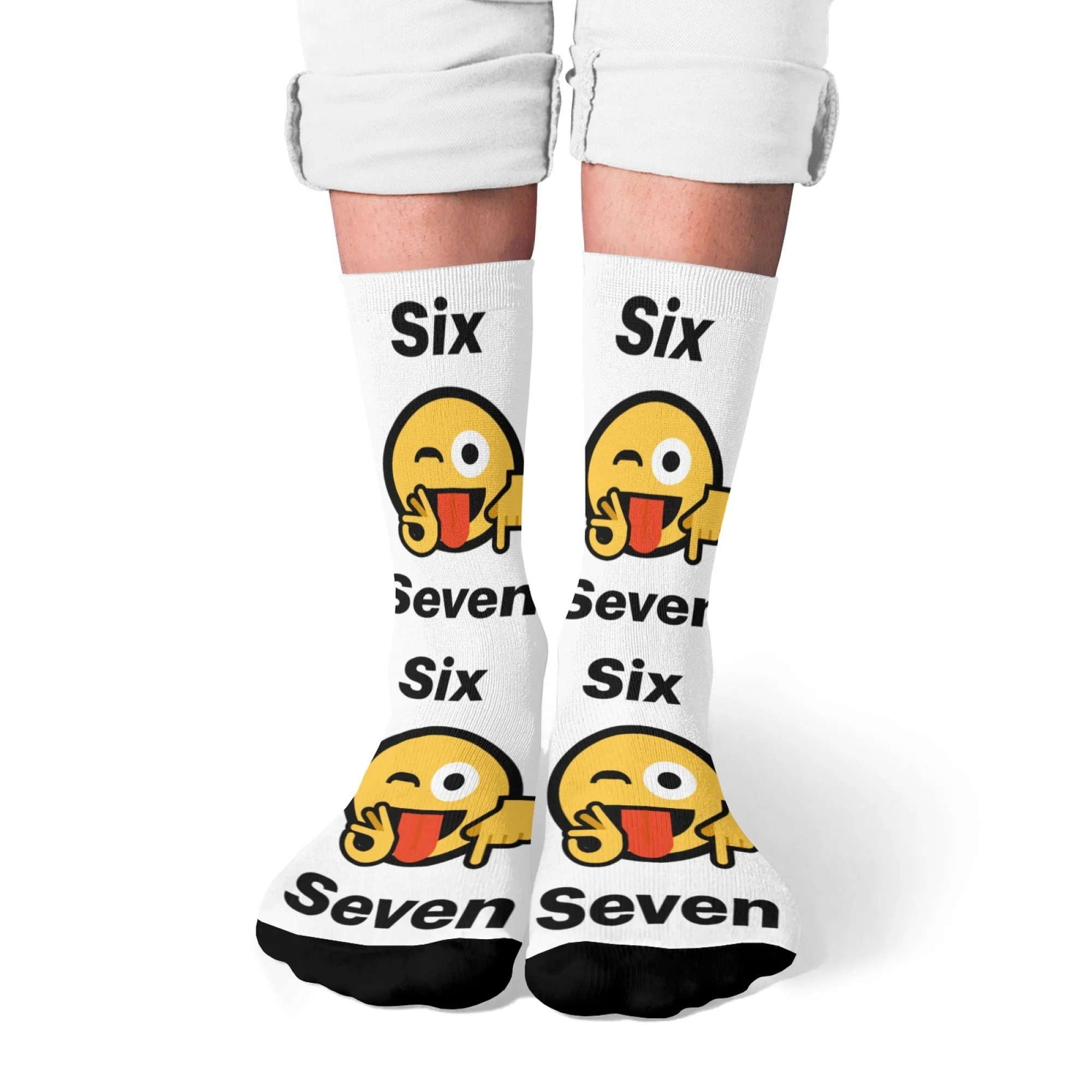 67 Six Seven imprimer nouveauté drôle hommes équipage chaussettes dessin animé-thème main gestes et Expressions chaussettes humoristique vacances Festival cadeau