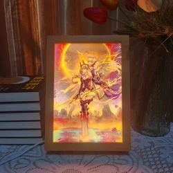 Lâmpada LED Photo Frame Anime, Honkai Star Trilho, Genshin Impact Art, Design de Pintura, Luz Noturna, Ataque, Titan, Home Decor, Kid's Room Gift