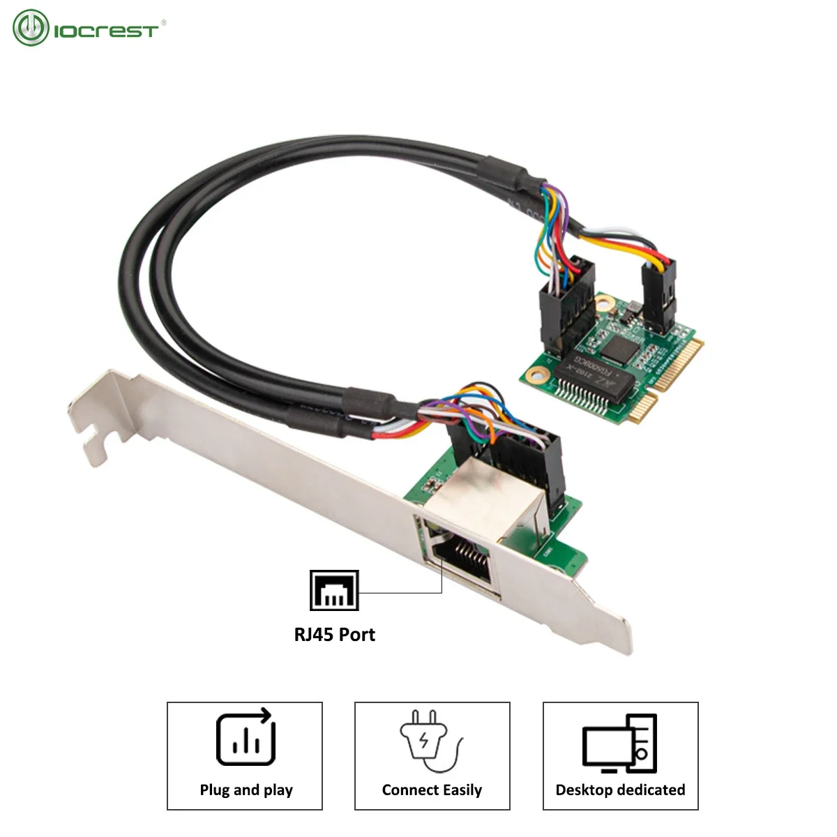 IOCREST Mini PCIe 1000Mbps Gigabit Network Adapter with 1 Port 10M/100M/1000M MPCIE Ethernet Card RJ45 LAN Controller Card