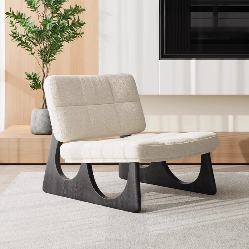 

Solid Wood Single Ergonomic Chair Sofa Medieval Designer Small Living Room Balcony Leisure Lazy Aesthetic Armchair Furniture